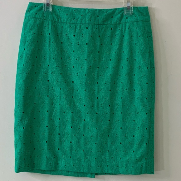 Talbots Emerald Green Eyelet A-Line Skirt NWOT - Picture 1 of 9
